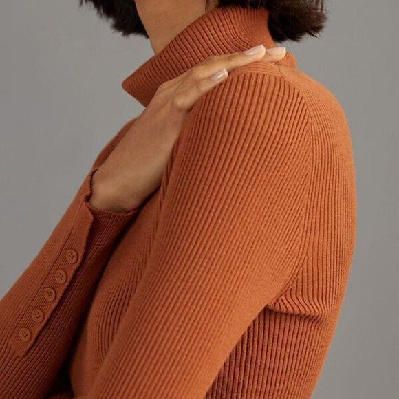 - Anthropologie Maeve Button-Sleeve Turtleneck sweater top new with tag XL - Picture 4 of 8
